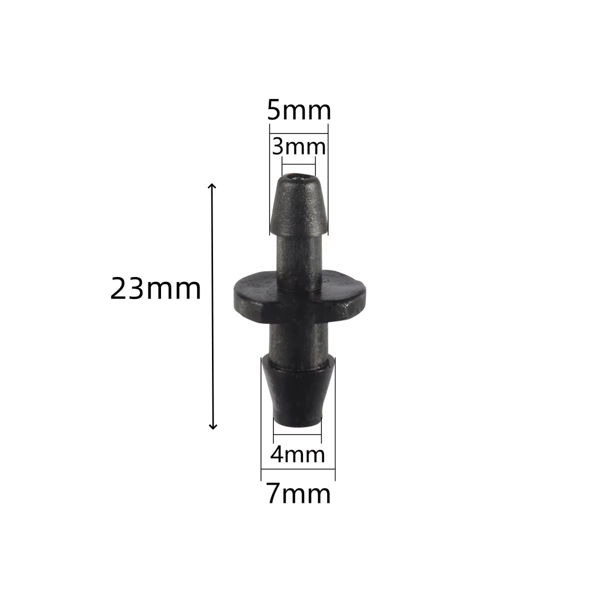 4/7 mm to 3/5 mm Hose Barb Connector, Straight Reducer Coupling, Micro Irrigation Fittings, Black, 50 pcs.