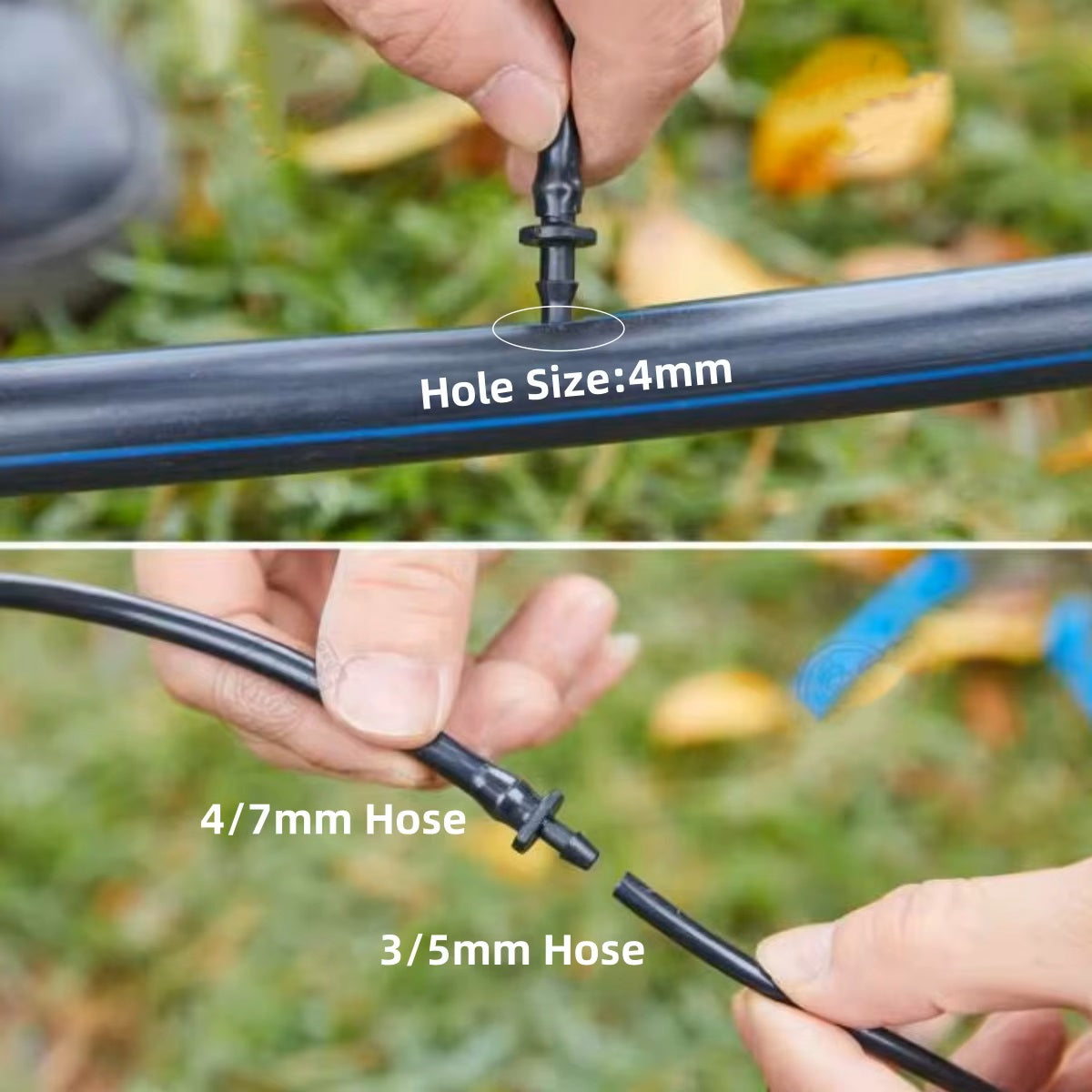 4/7 mm to 3/5 mm Hose Barb Connector, Straight Reducer Coupling, Micro Irrigation Fittings, Black, 50 pcs.