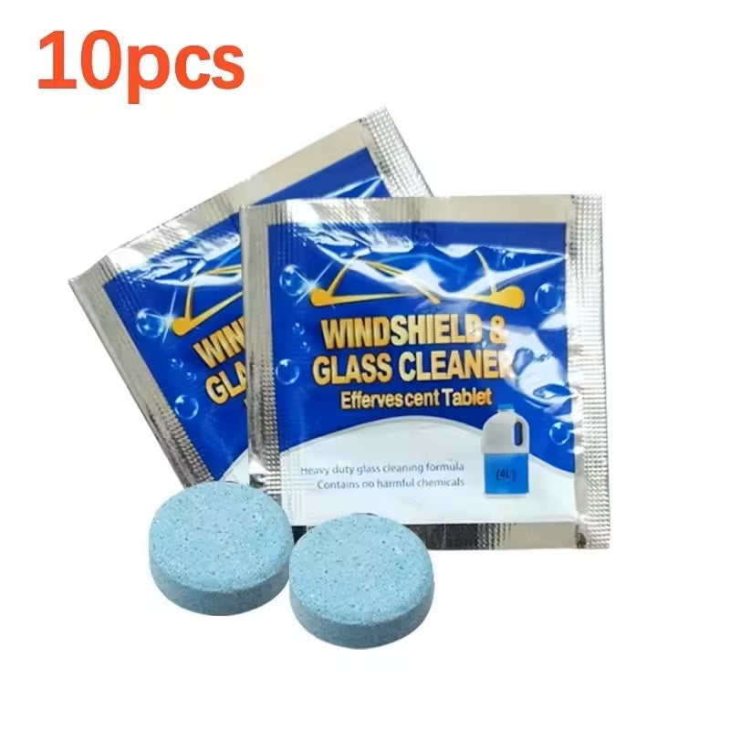 10pcs Glass Washer Effervescent Tablets – Concentrated Windshield Cleaner, All-Season Use.